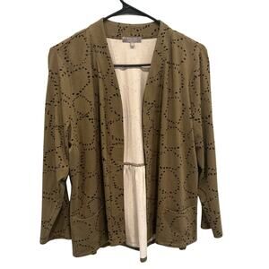Habitat Womens Open Front Cardigan Size Large Green Lagenlook Boho Beach Casual